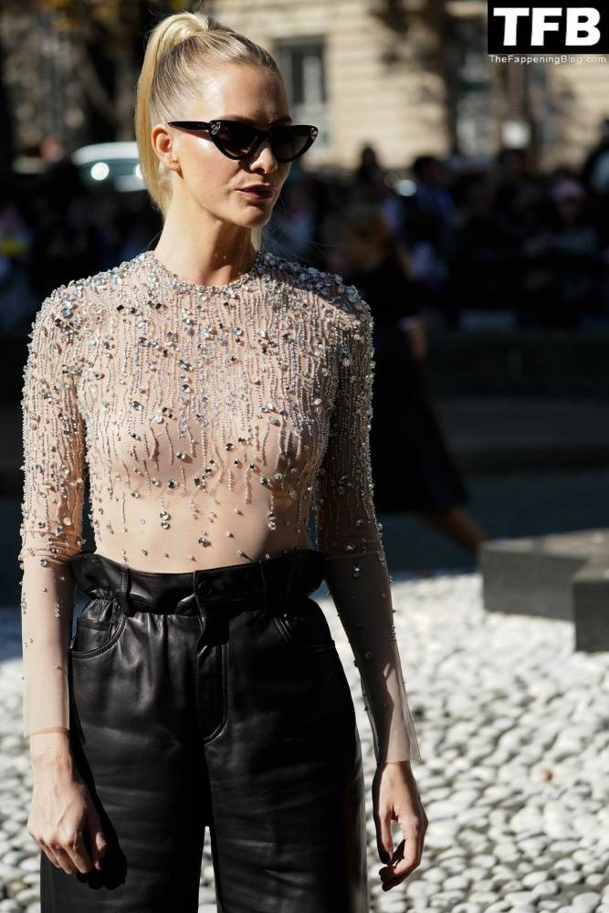 Poppy Delevingne Poses in a See-Through Top at Miu Miu Womenswear Show - #13