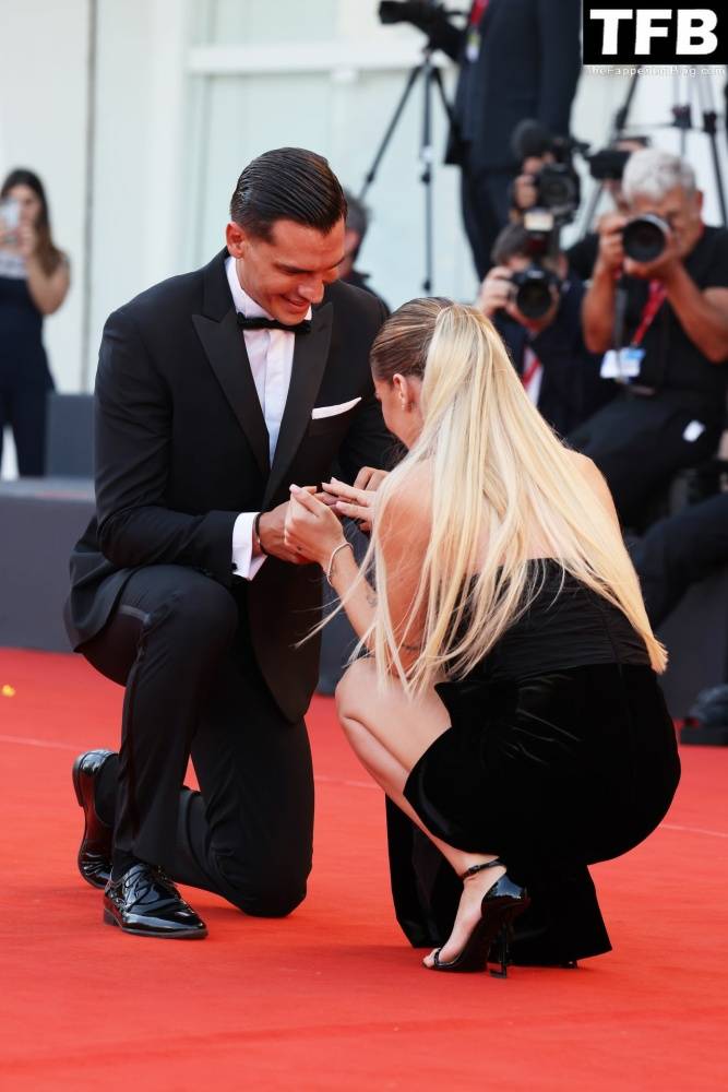 Alessandro Basciano Proposes to Sophie Codegoni During 1CThe Son 1D Red Carpet at the 79th Venice International Film Festival - #72