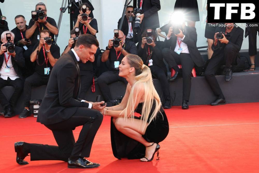 Alessandro Basciano Proposes to Sophie Codegoni During 1CThe Son 1D Red Carpet at the 79th Venice International Film Festival - #69