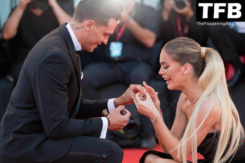 Alessandro Basciano Proposes to Sophie Codegoni During 1CThe Son 1D Red Carpet at the 79th Venice International Film Festival - #79