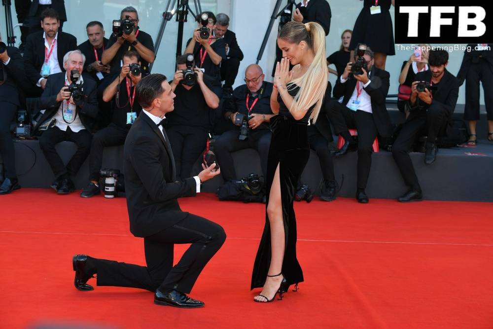 Alessandro Basciano Proposes to Sophie Codegoni During 1CThe Son 1D Red Carpet at the 79th Venice International Film Festival - #52