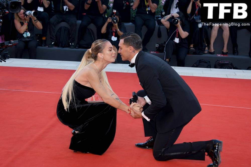 Alessandro Basciano Proposes to Sophie Codegoni During 1CThe Son 1D Red Carpet at the 79th Venice International Film Festival - #70