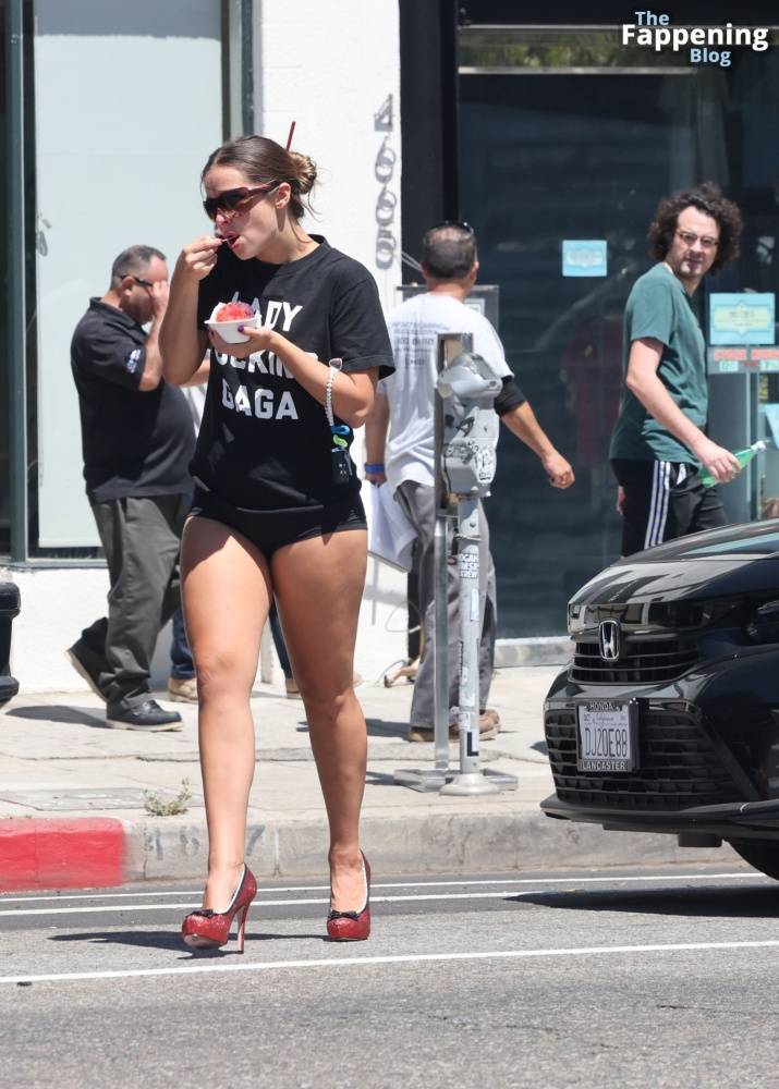 Addison Rae Rocks Bold “Lady Gaga” Tee and Red Heels in Los Angeles (27 Photos) - #25