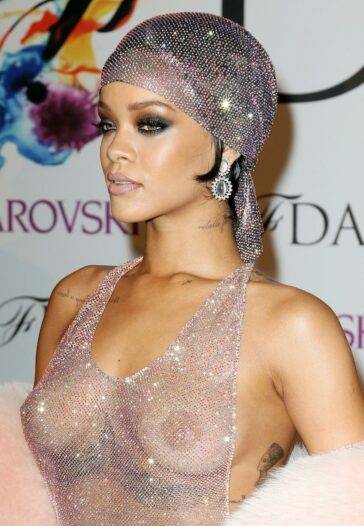 Rihanna Nude Sheer Sequin Dress Nip Slip Leaked - Barbados on modeladdicts.com