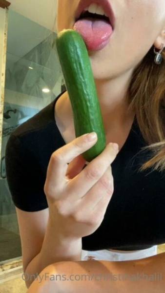 Christina Khalil Cucumber Blowjob Onlyfans photo Leaked on modeladdicts.com