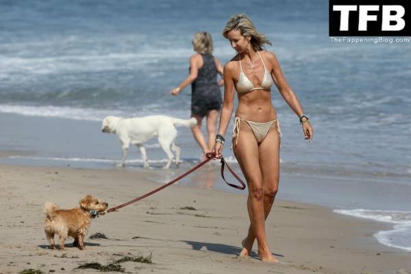 Lady Victoria Hervey Takes Her Norfolk Terrier D 19Artagnan For Beach Stroll in Malibu